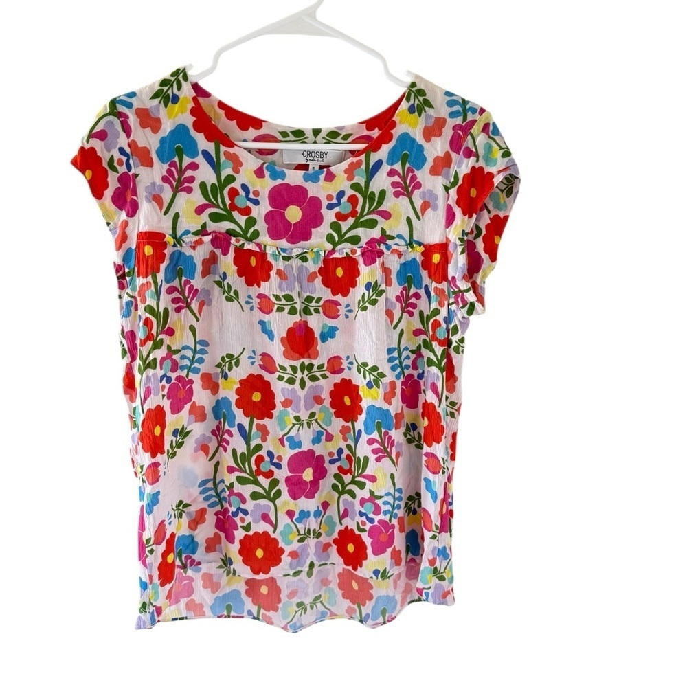 Crosby By Mollie Burch Colorful Floral Print Top